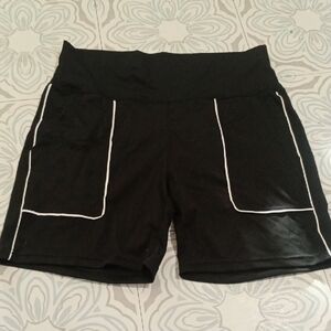 Black Spandex Shorts with White Trim Sz 1XL LITLETICS Athletic Workout